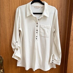 Soft Surroundings White Button-Down Shirt